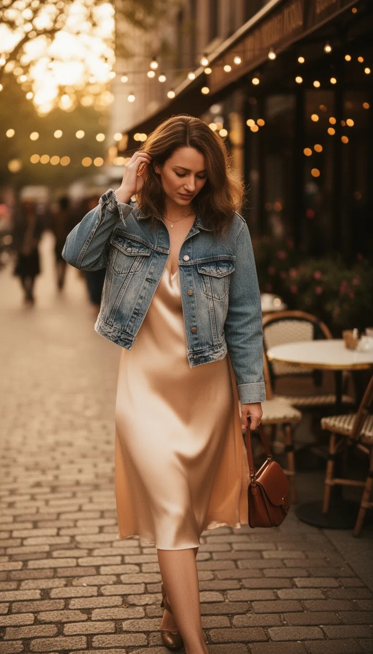 silky slip denim jacket