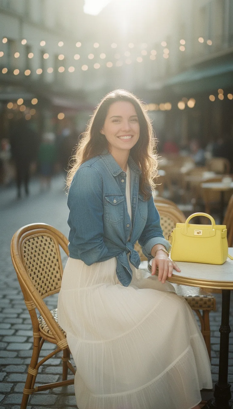 crisp denim layered contrast