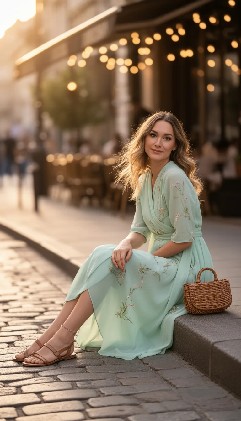 pastel wrap dress elegance