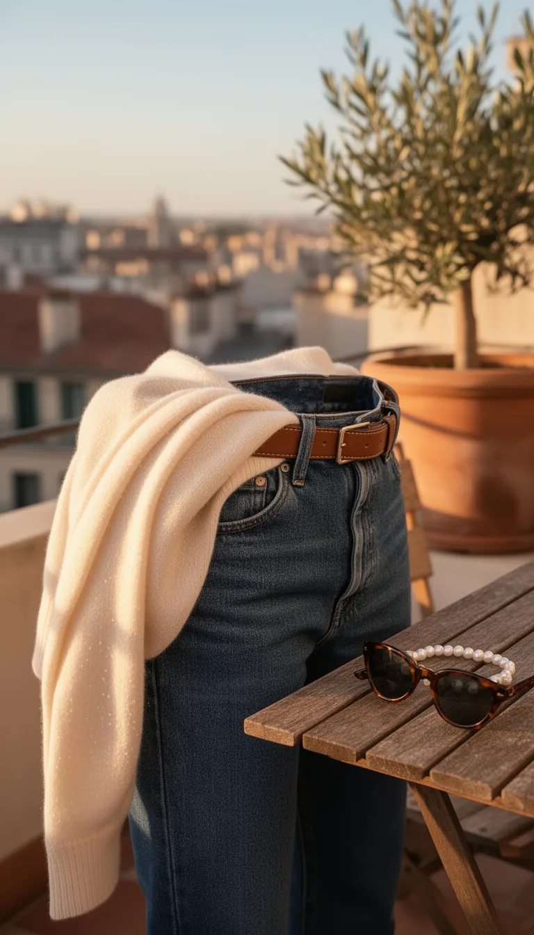 luxe cashmere denim ensemble