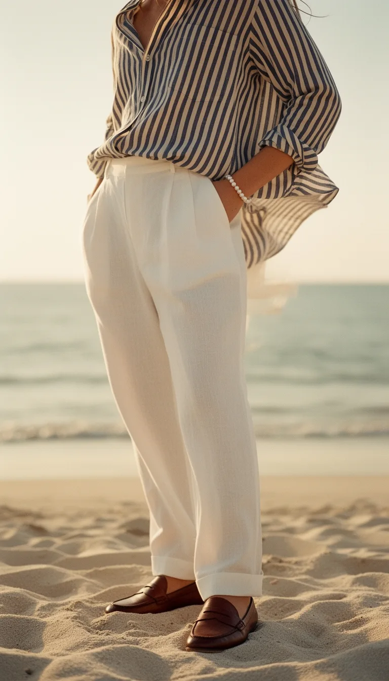 navy stripes white linen