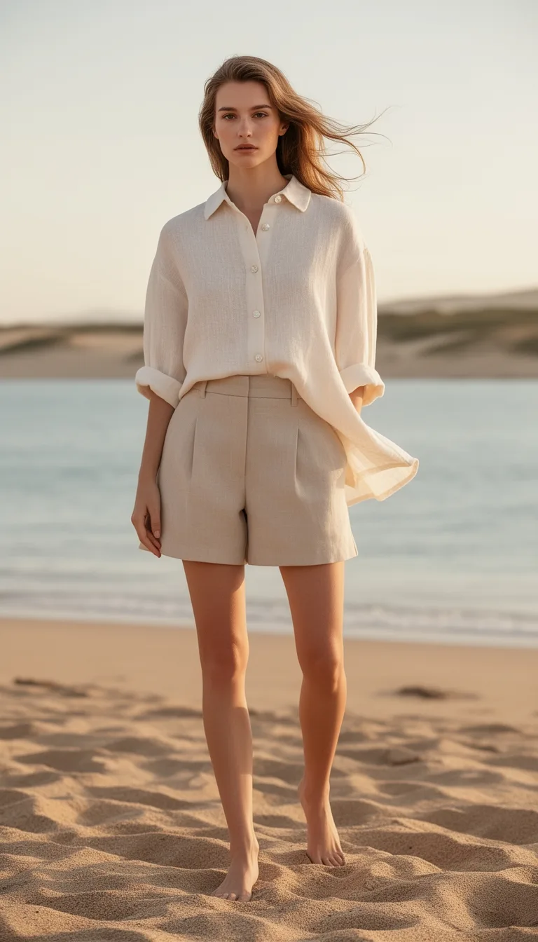 crisp linen tailored shorts