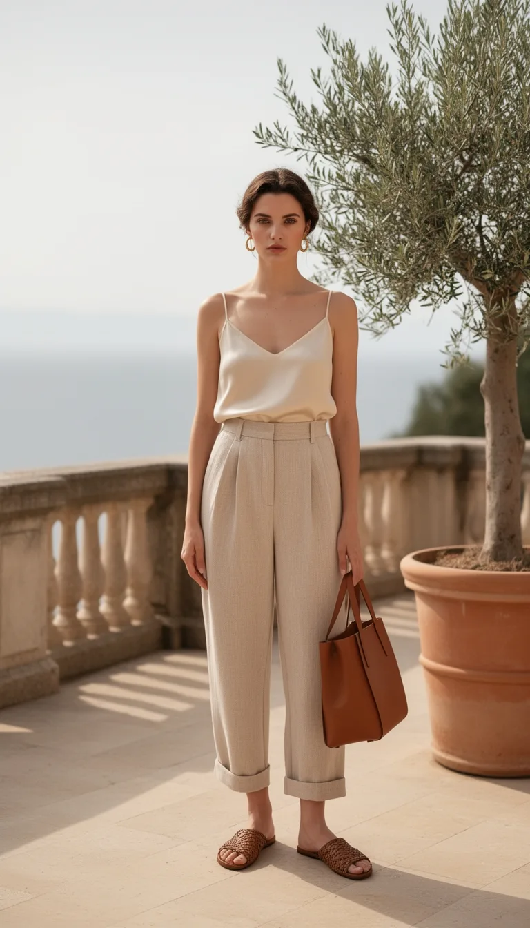 silk camisole linen pairing