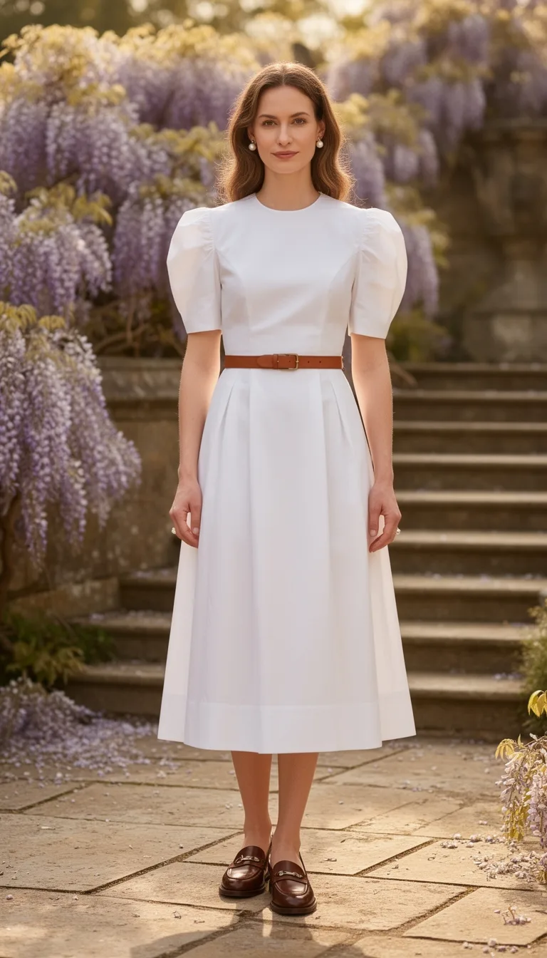 crisp neutral cotton midi