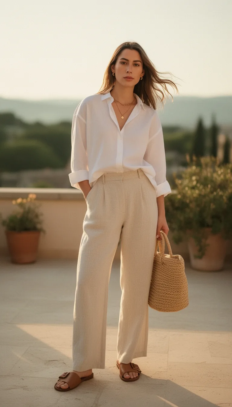 crisp button up trousers combination