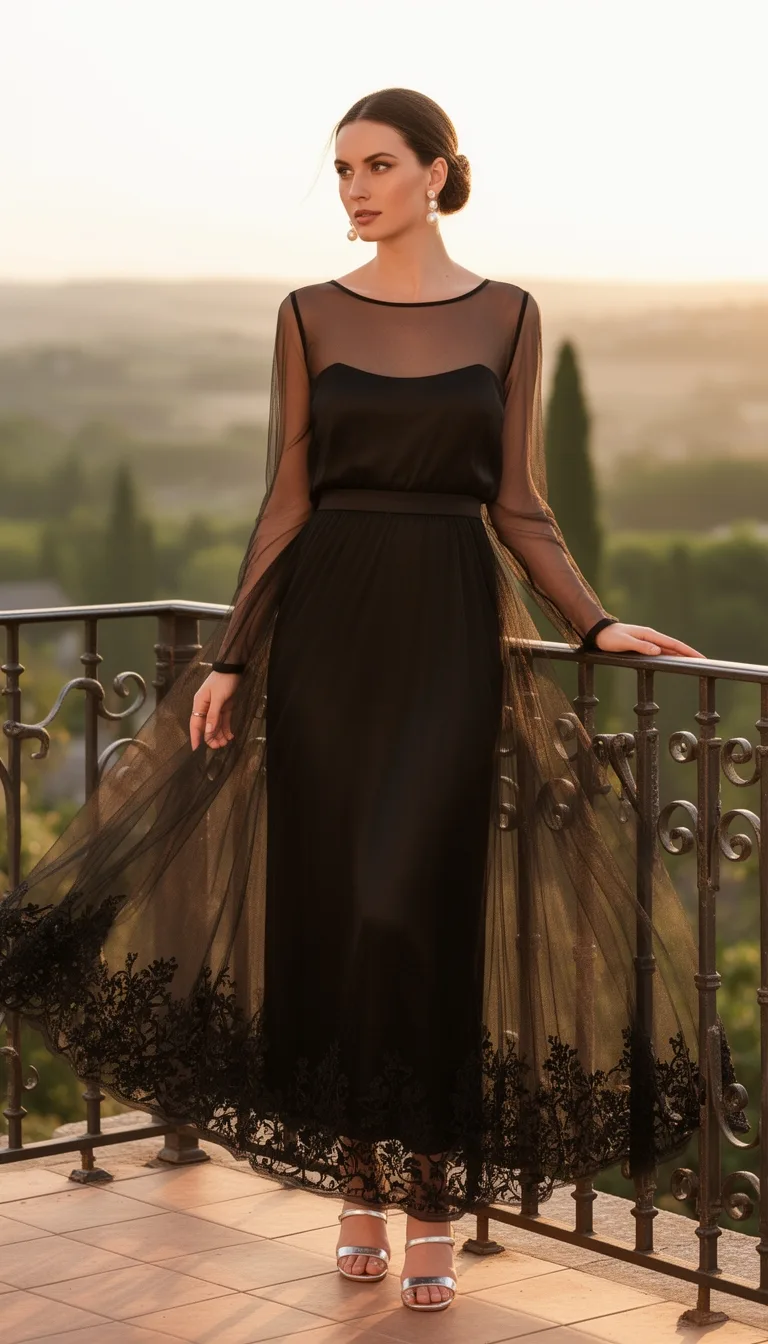 breathable mesh paneled gown
