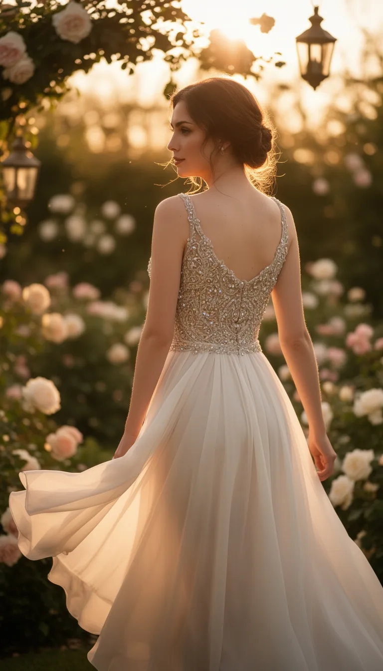embellished bodice flowing skirt