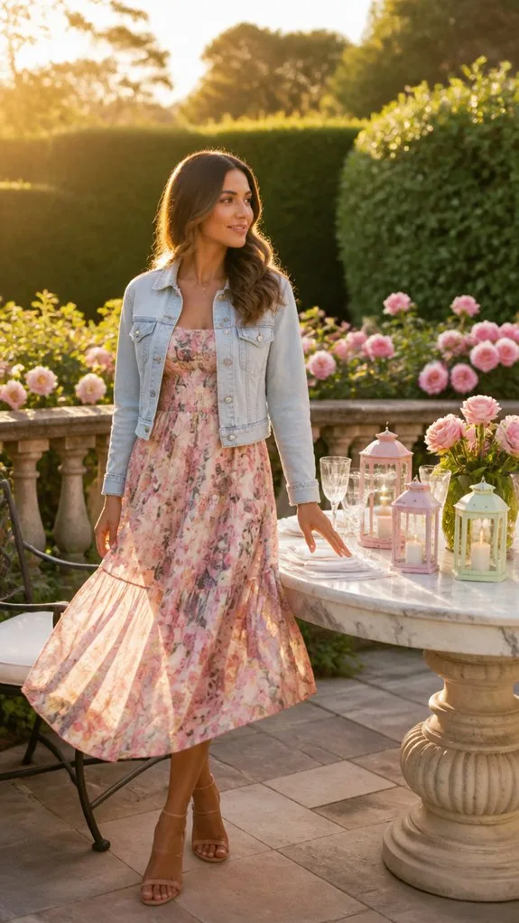 flowy dress denim jacket