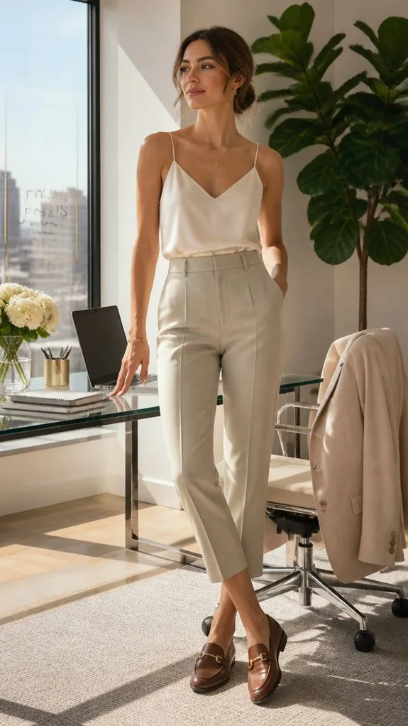 silk camisole cropped pants