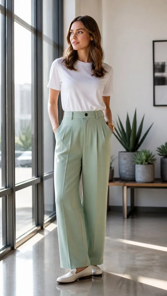 wide leg trousers tee