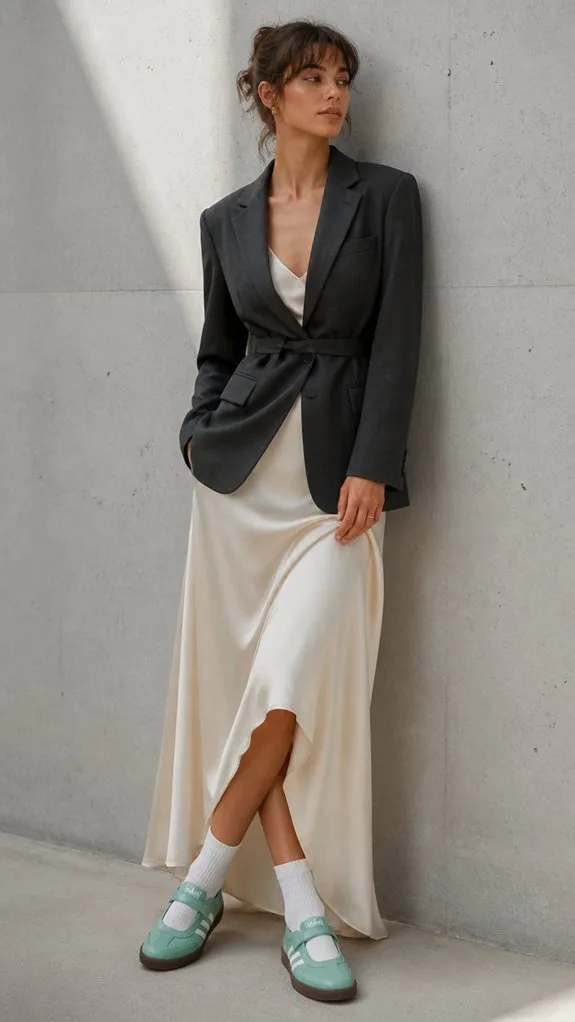 silk dresses tailored blazers
