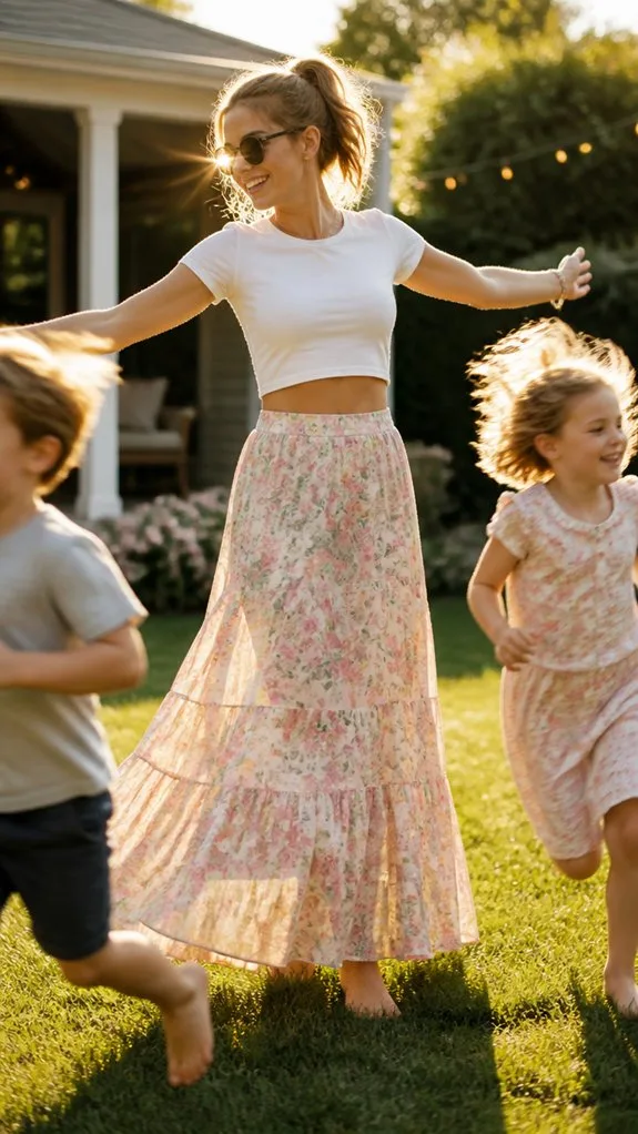 maxi skirt cropped tee