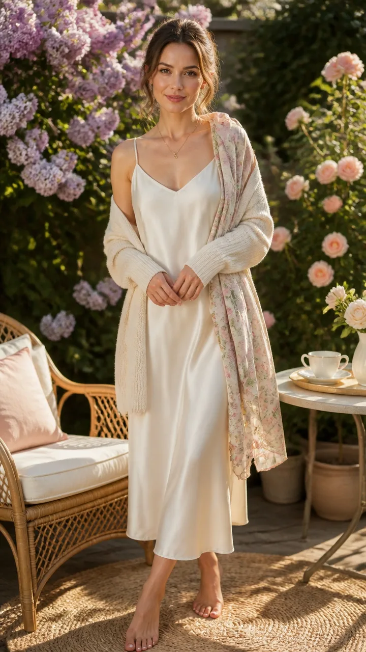 silk slip dress layers