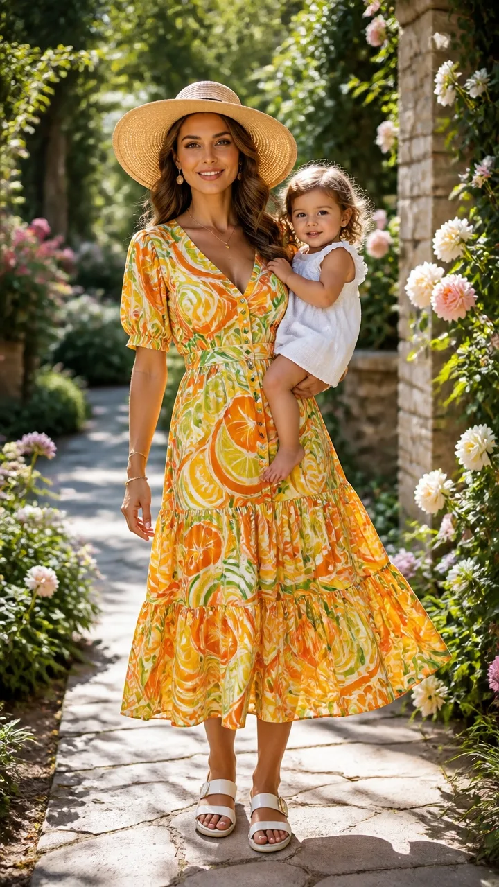 punchy citrus print dress